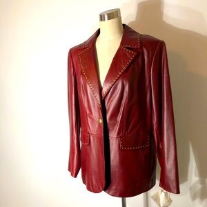 Burgundy Preston and York leather jacket